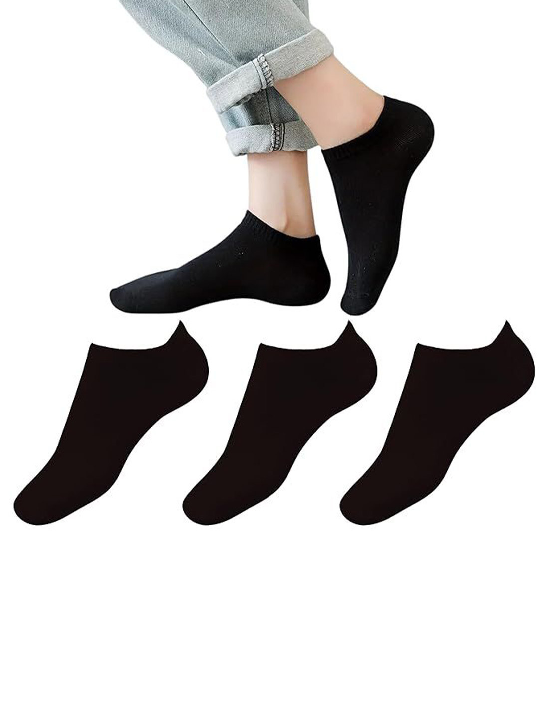 ZEDGORA Unisex Solid Pack Of 3 NoShow Socks