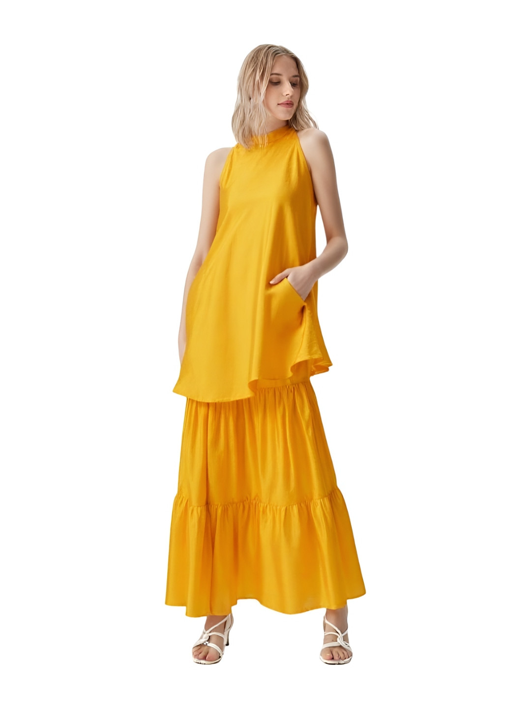 Bala creations Women Solid Silk A-Line Kurta with Skirt