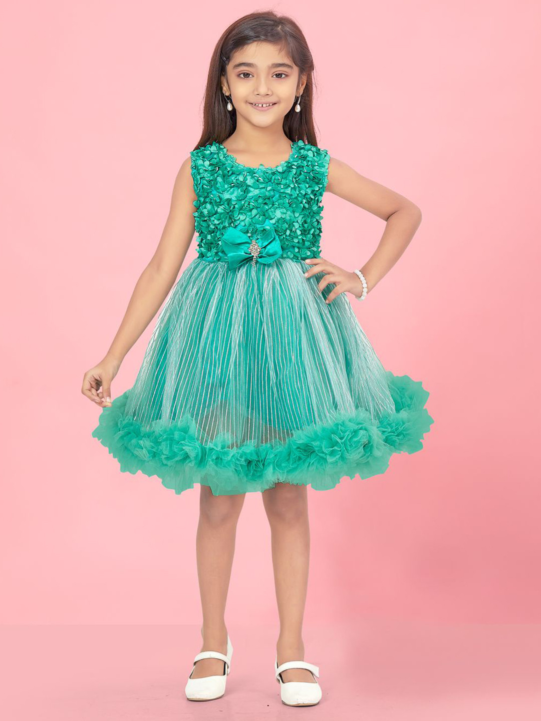BAESD Girl's Embellished Ruffle design Party Dress