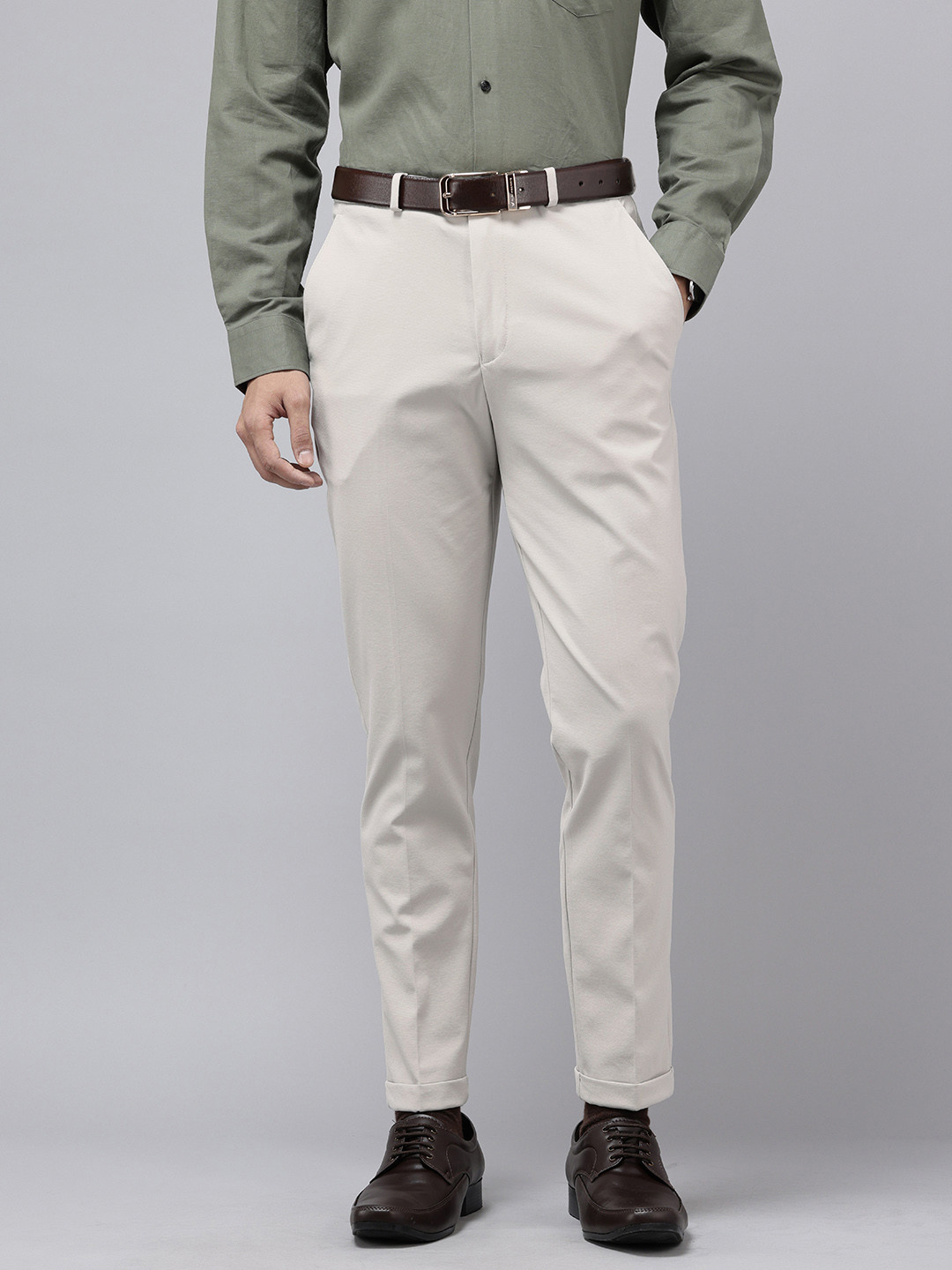 Van Heusen Men Carrot Fit Formal Trousers