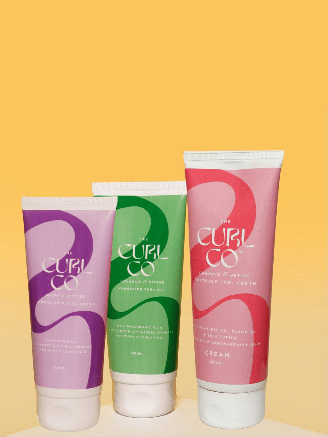 The Curl Co Set Of 3 Strong Hold Curl Cream- 150 g- Gel- 150 g & Curl Cream- 200 g