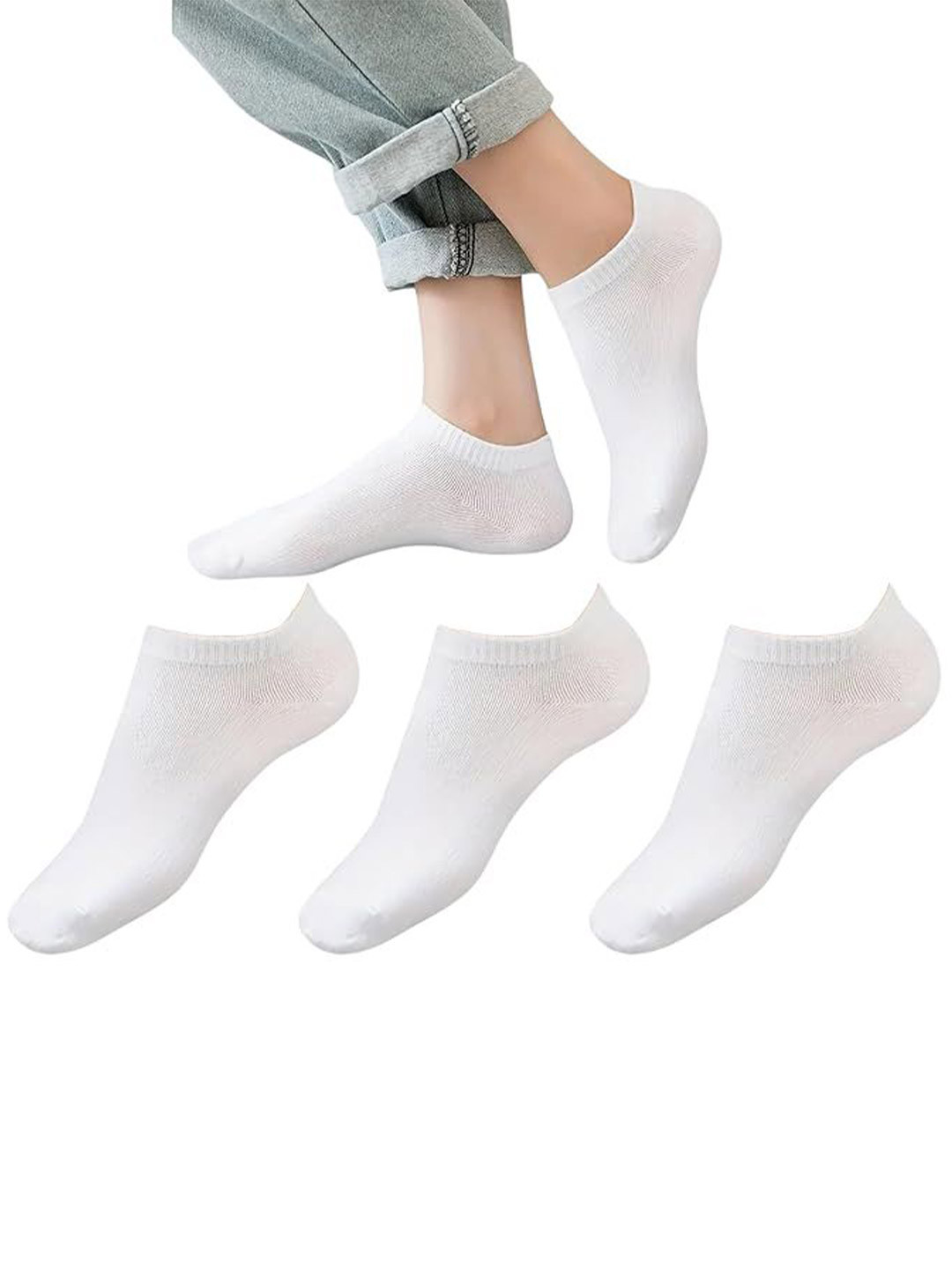 ZEDGORA Unisex Pack Of 3 Solid NoShow Cotton Socks