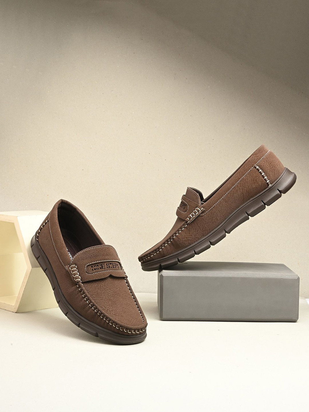 NICO NERINI Men Textured Loafers With Laser Cuts