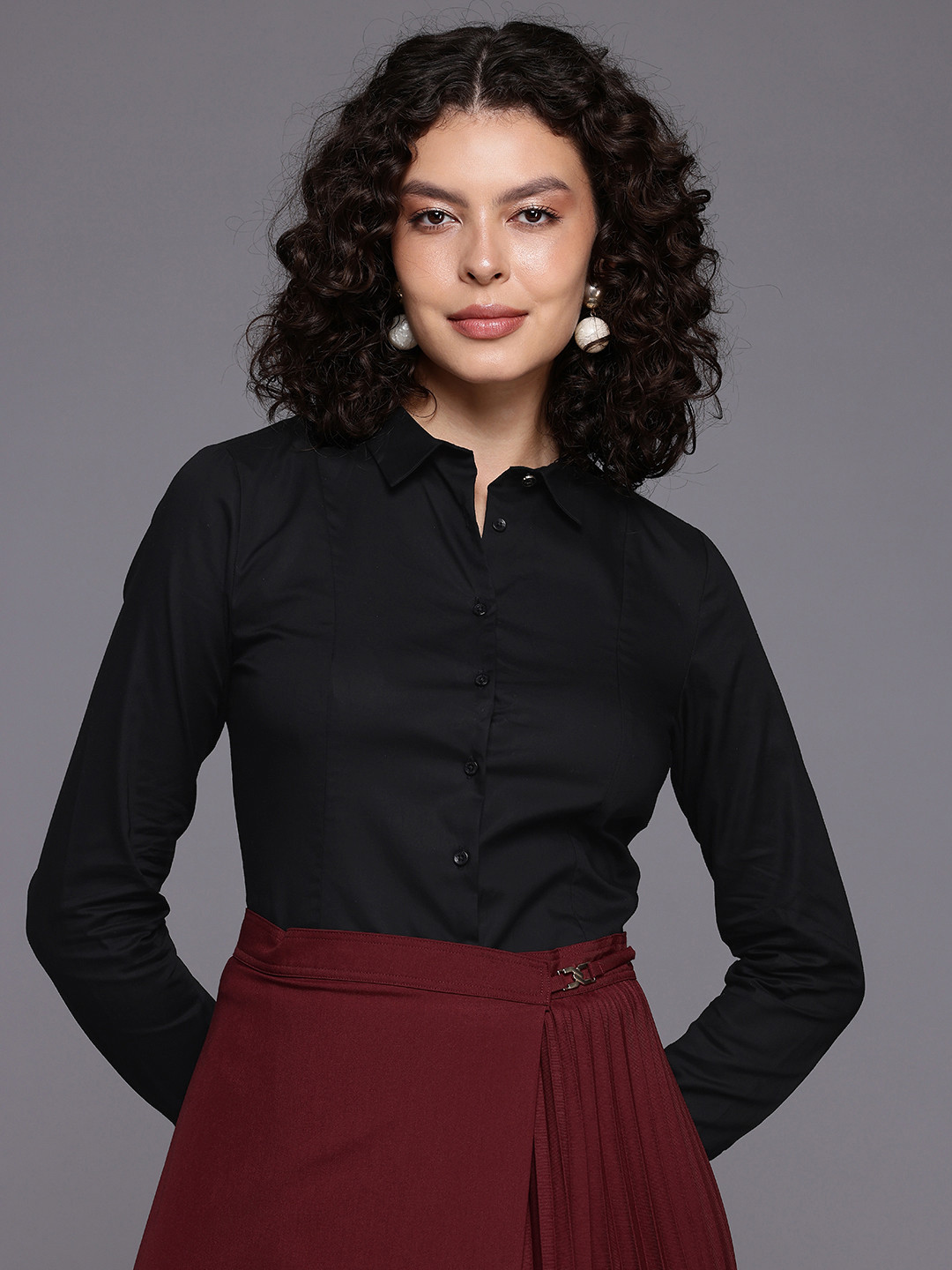 Allen Solly Woman Spread Collar Pure Cotton Casual Shirt