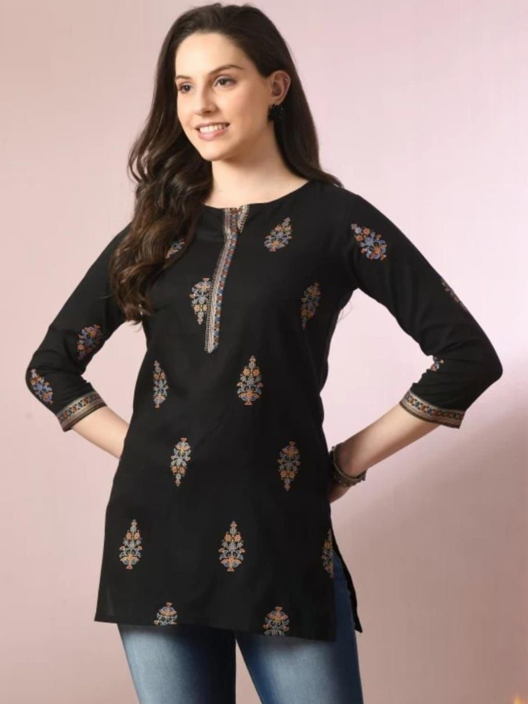 NEW RJP CRAFT Ethnic Motifs Printed Handloom Kurti