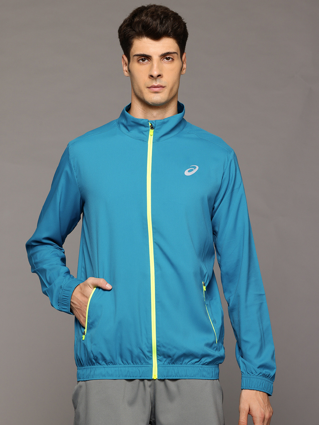 ASICS Mock Collar Reflective Detail Paneled Running Jacket