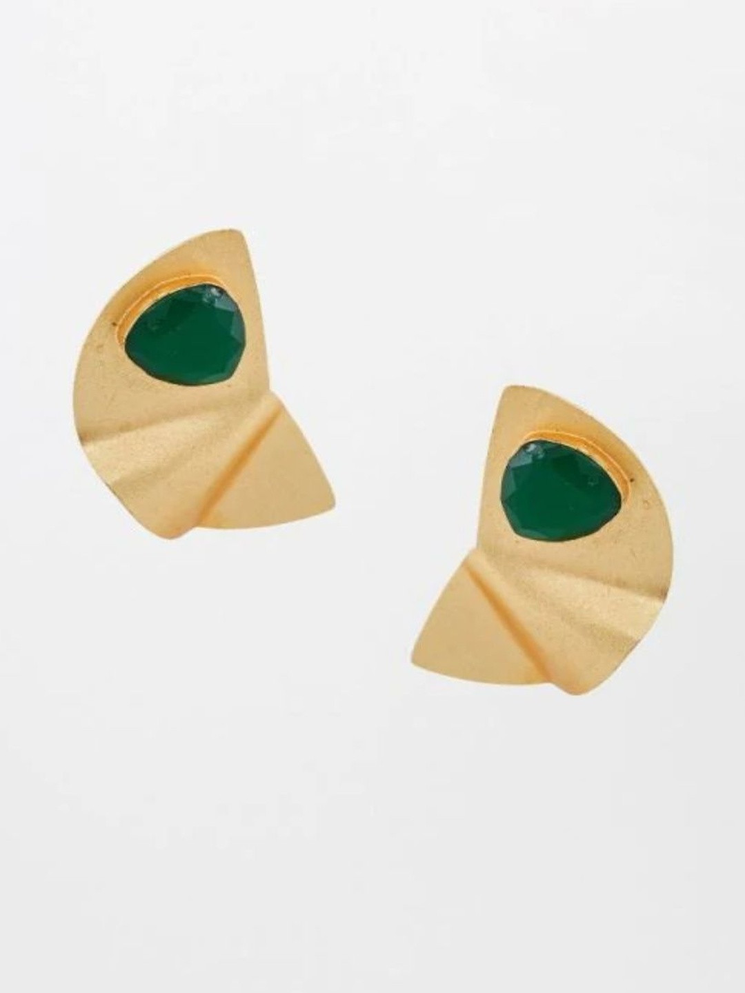 HENA DESIGNS LLP Artificial Stones Studded Half-Moon Shaped Studs