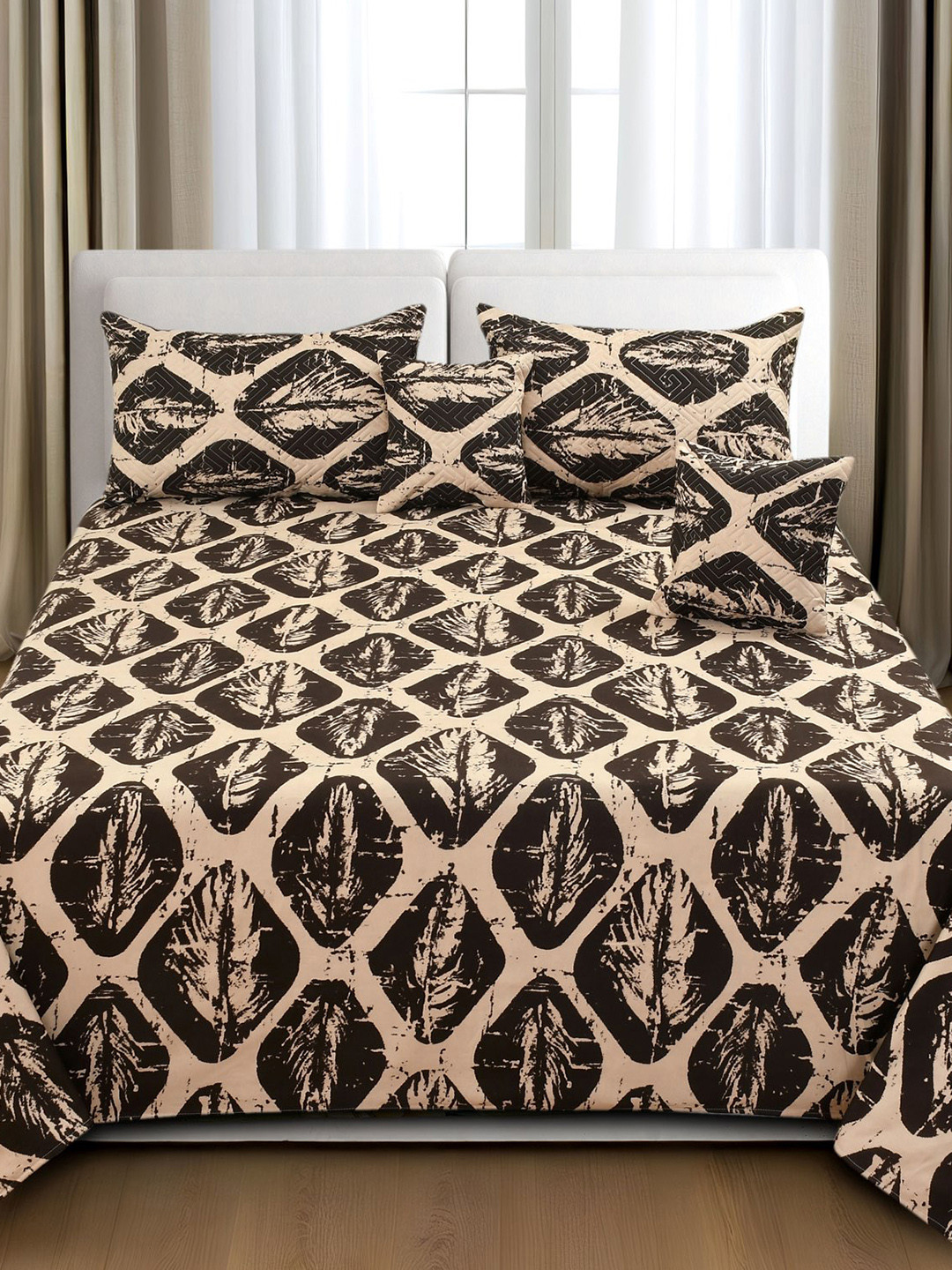 Homio  Maple Black Cotton King Bedsheet Set 2.28 x 2.28m