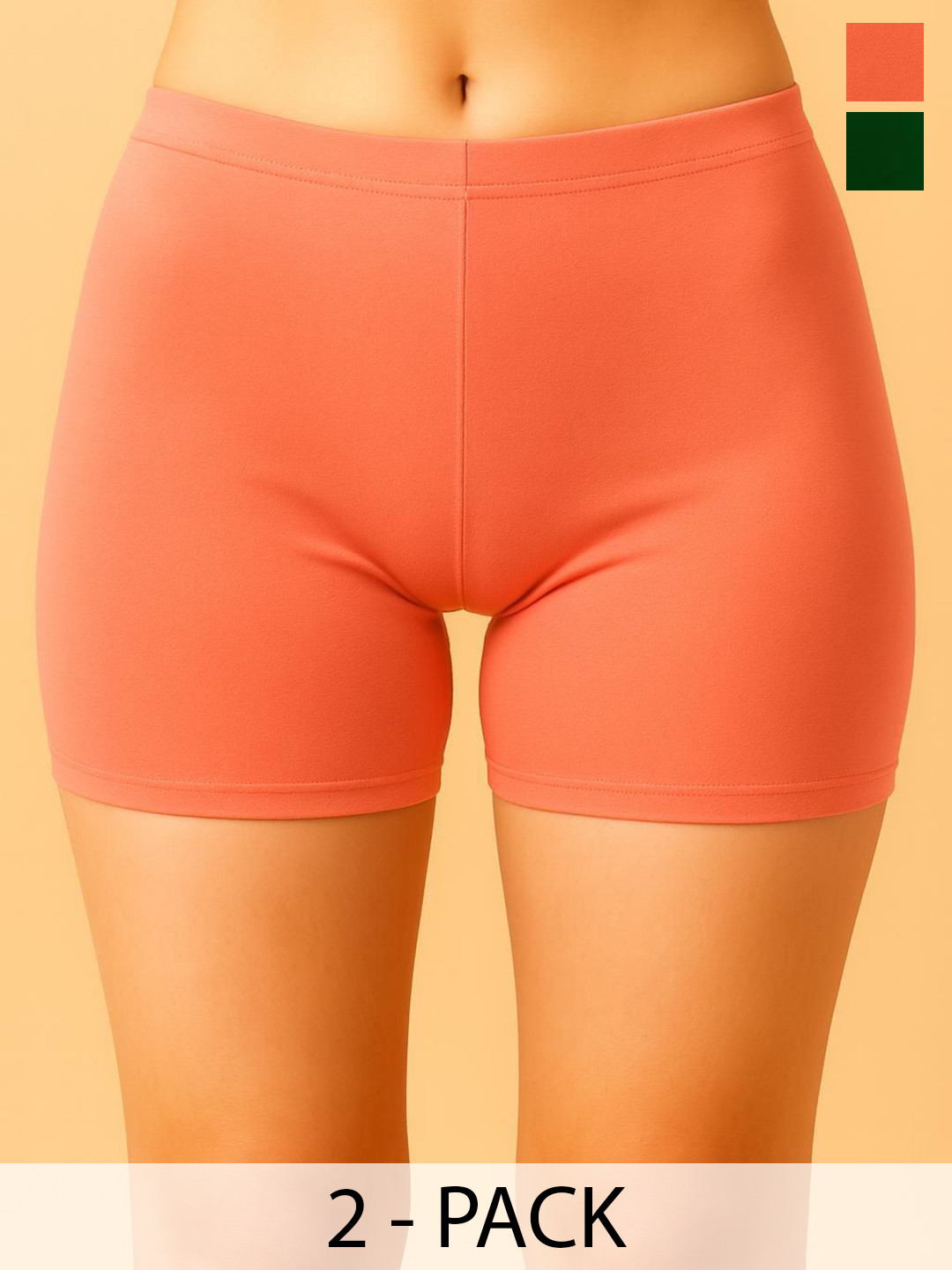 CKARFE Pack Of 2 Cotton Stretch Boy Shorts Briefs CF SBT-33 Olive,Peach XS-2-Olive,Peach