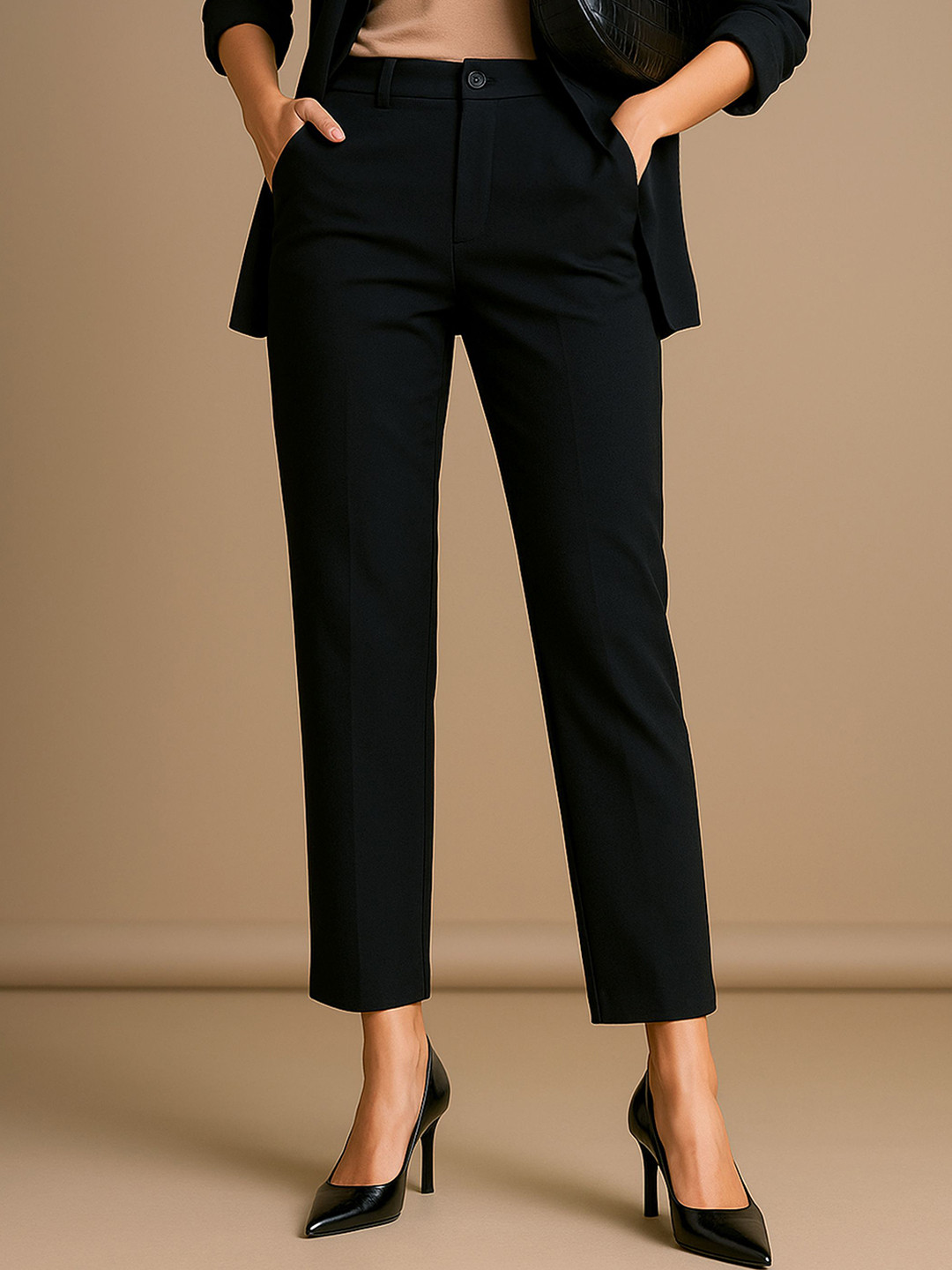 SASSAFRAS Women Slim Fit Mid-Rise Regular Trousers