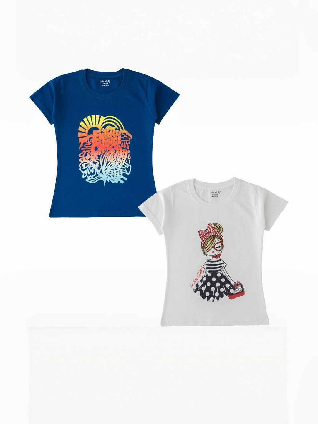 Luke & Lilly Girls 2 Printed Regular Fit Pure Cotton T-shirt