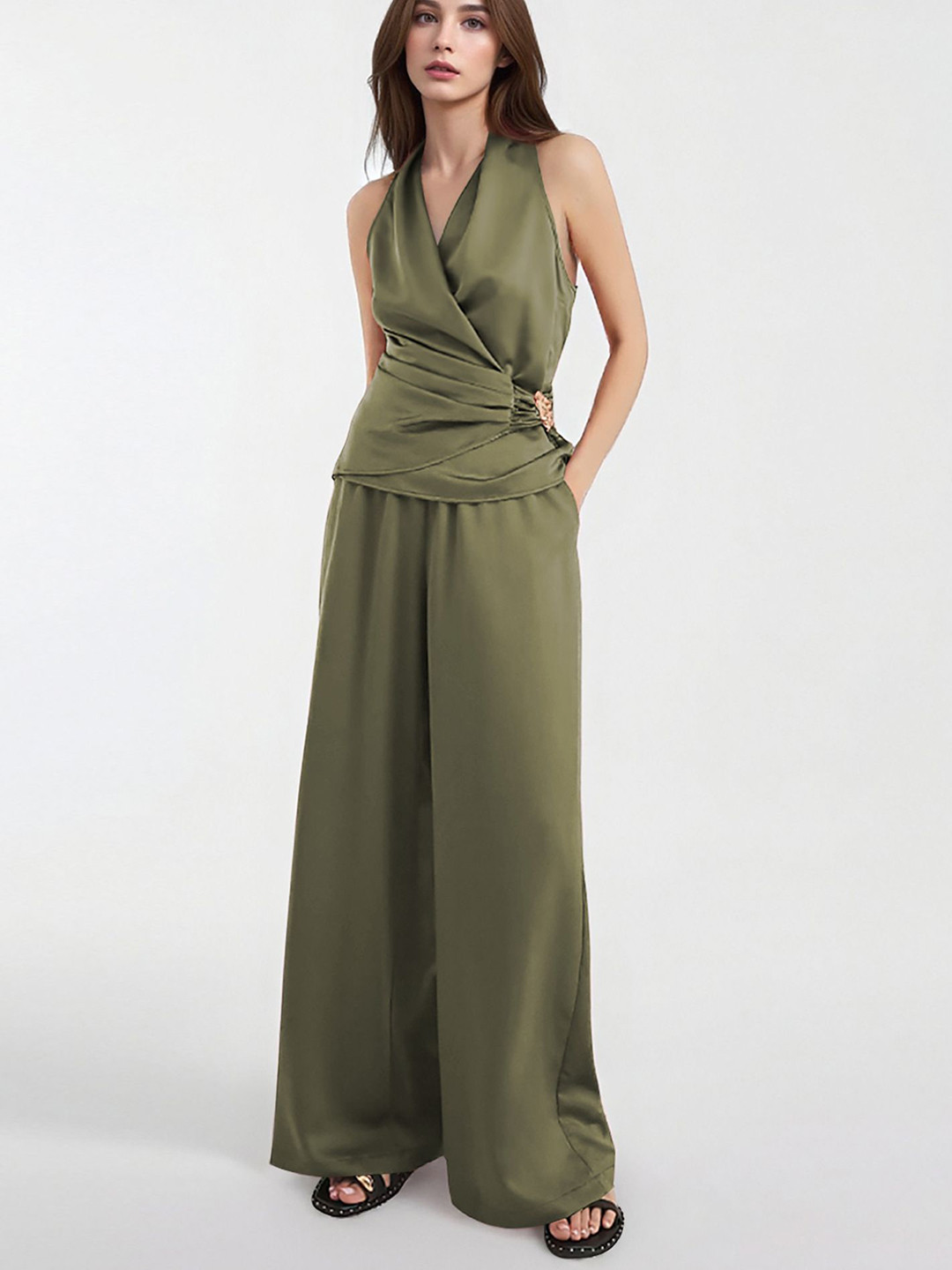 bebe Sleeveless Halter Neck Top With Trouser