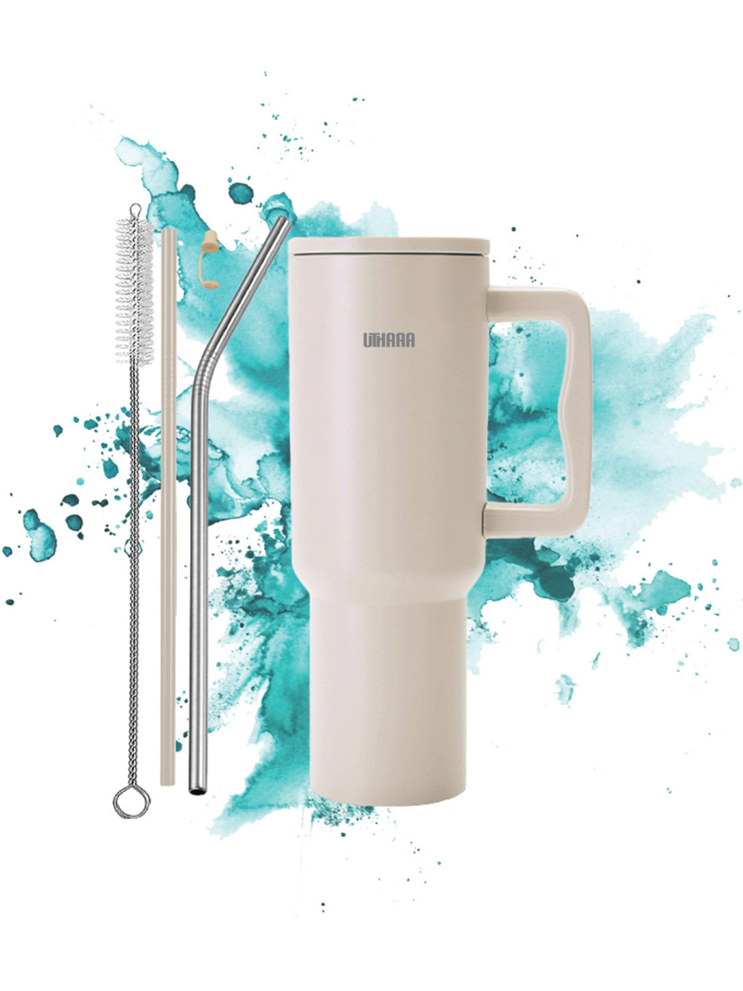 Uthaaa Mocha Mist Beige Double Wall Vacuum Insulated Stainless Steel Tumbler 1.2L
