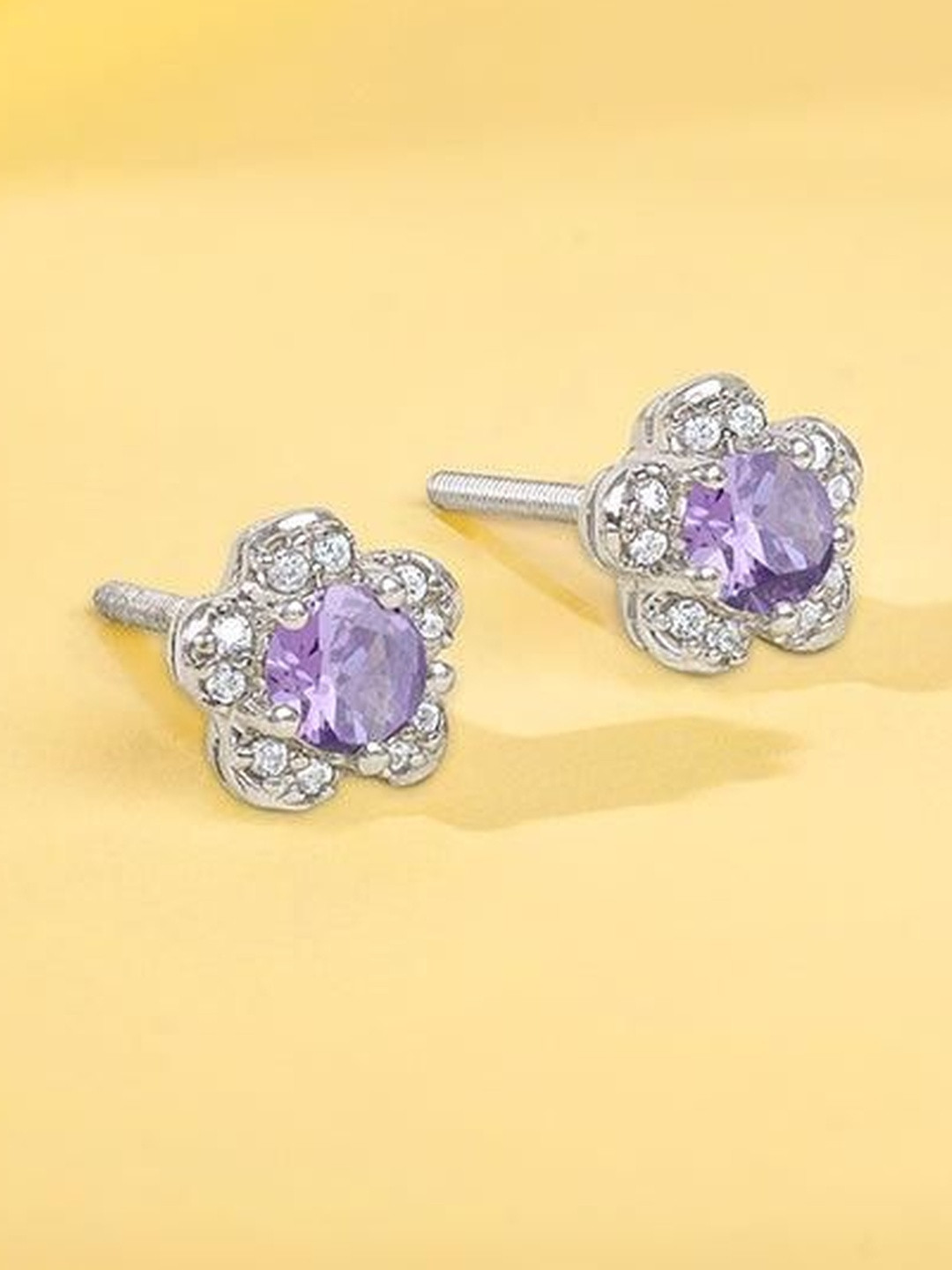 GIVA Royal Blossom 925 Silver Rhodium-Plated Studs Earrings