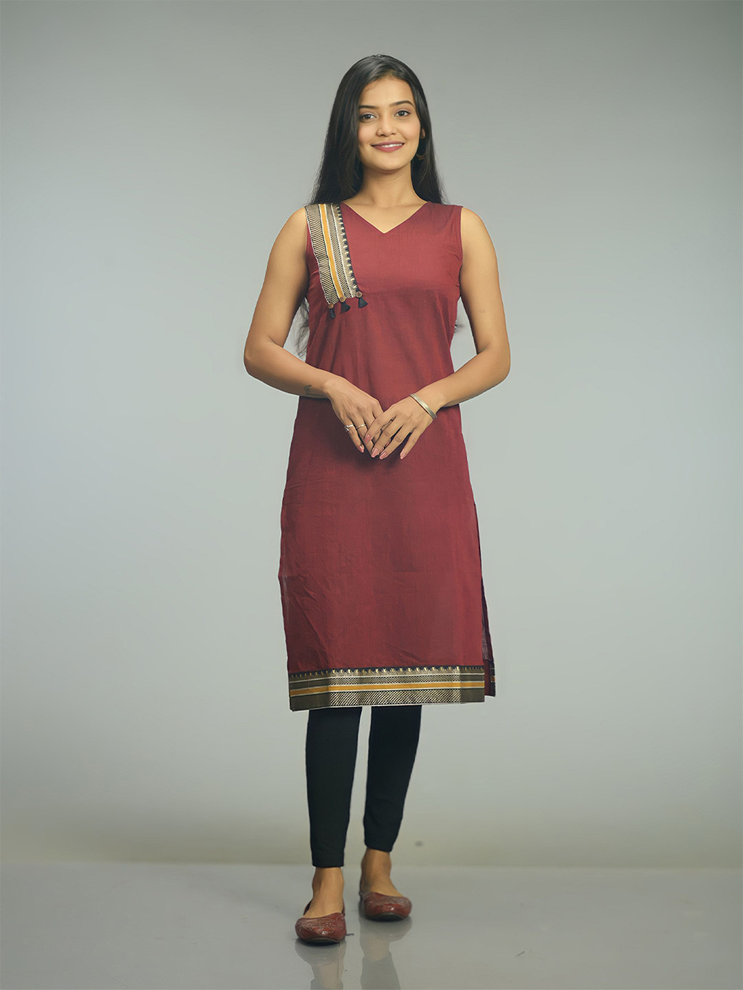 STREE BASICS Women Solid Daily Cotton Straight Kurta