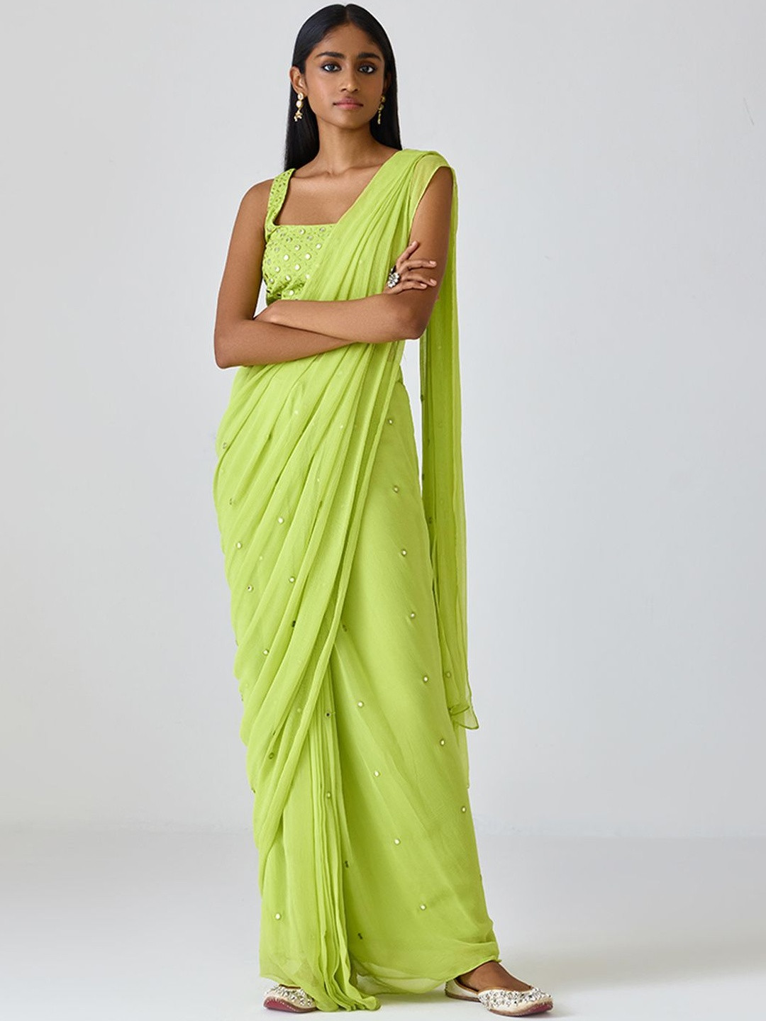 Ancestry Embellished Mirror Work Saree Blouse
