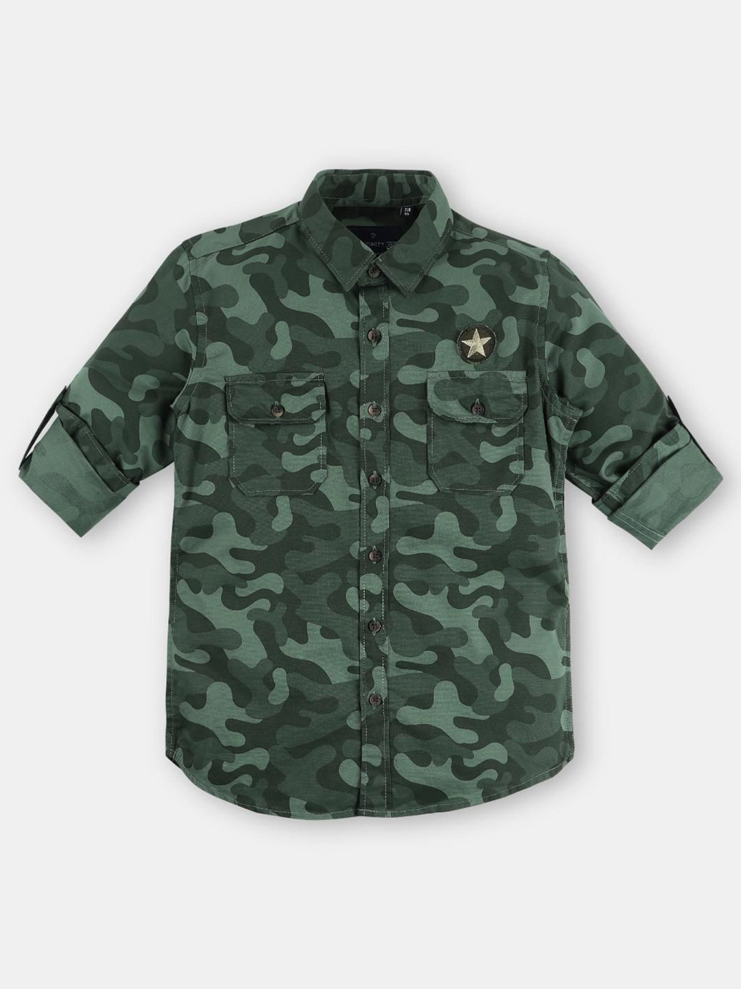Infinity Boys Camouflage Printed Spread Collar Pure Cotton Casual Shirt