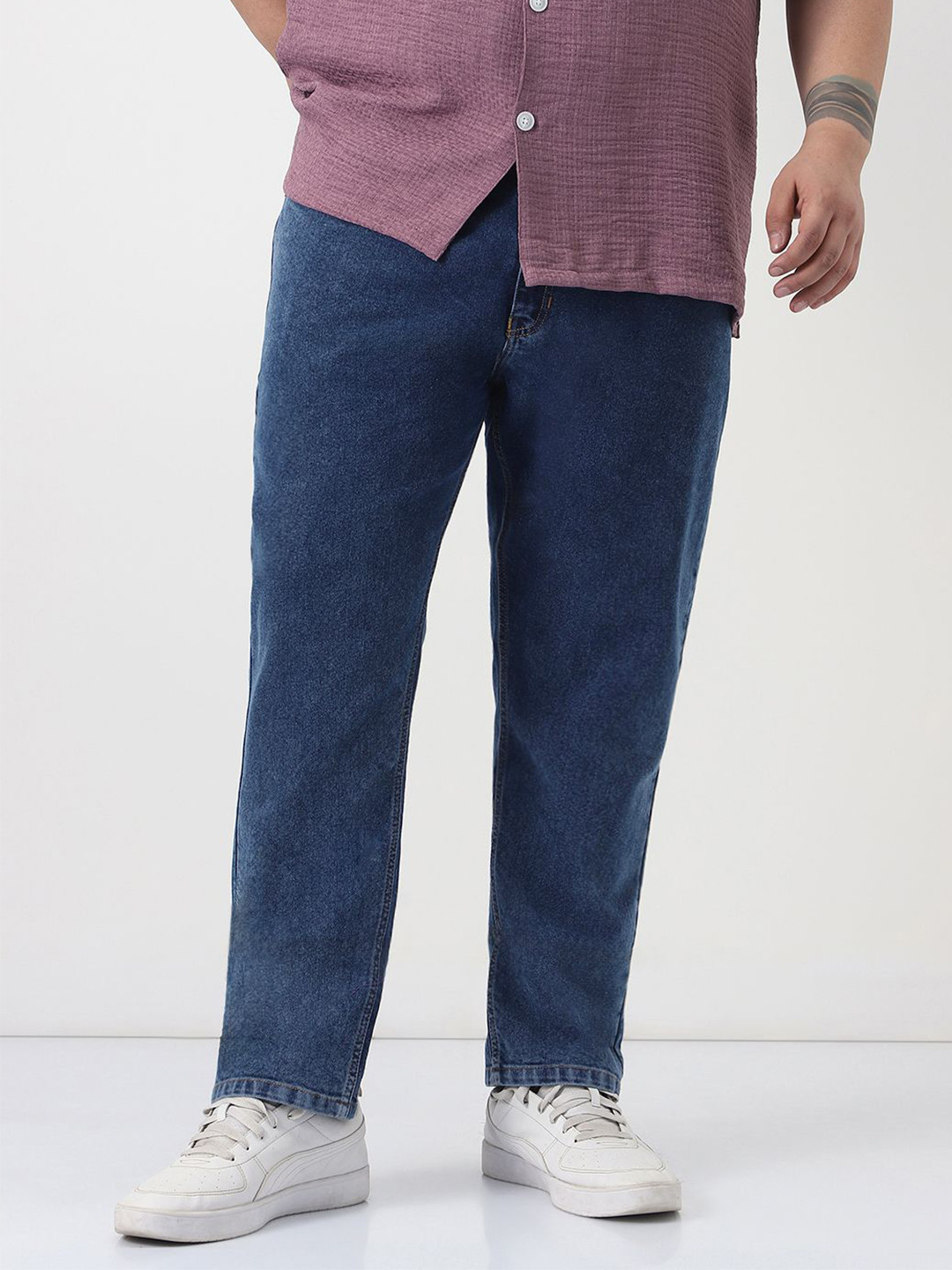 Urbano Plus Men Dark Blue Slim Fit Washed Denim Jeans Stretchable