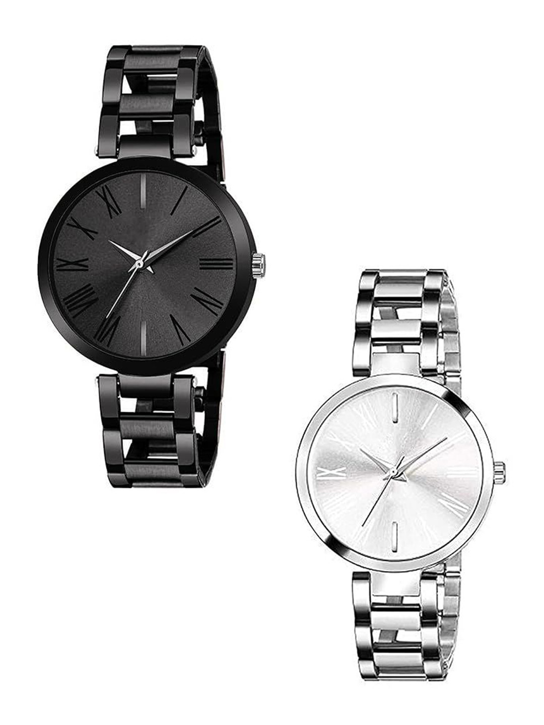 FROZIL Women Pack of 2 Round Dial & Bracelet Style Straps Analogue Watch TNR-B-SIL