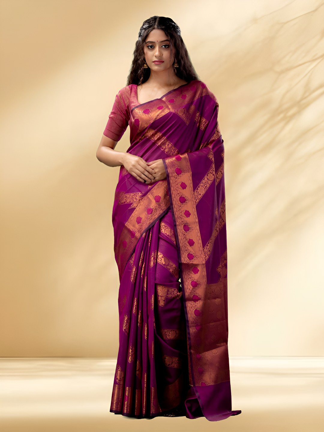 Arhi Floral Woven Design Silk Cotton Saree With Blouse