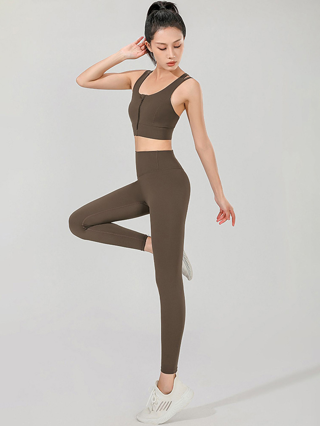 LULU & SKY Medium Coverage Zip-front Strappy Sports Bra