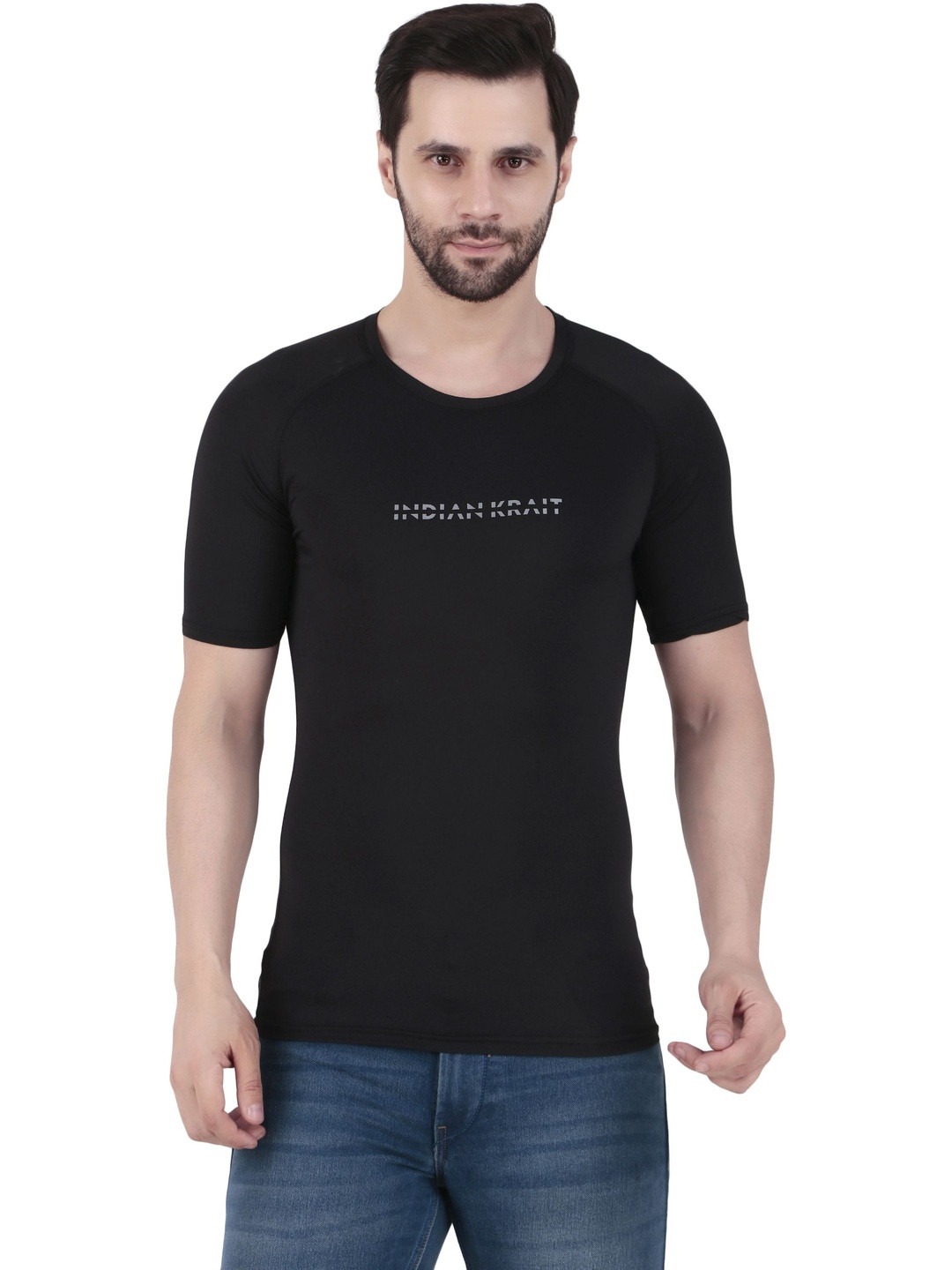 Indian Krait Men Typography Muscle Fit Round Neck T-shirt