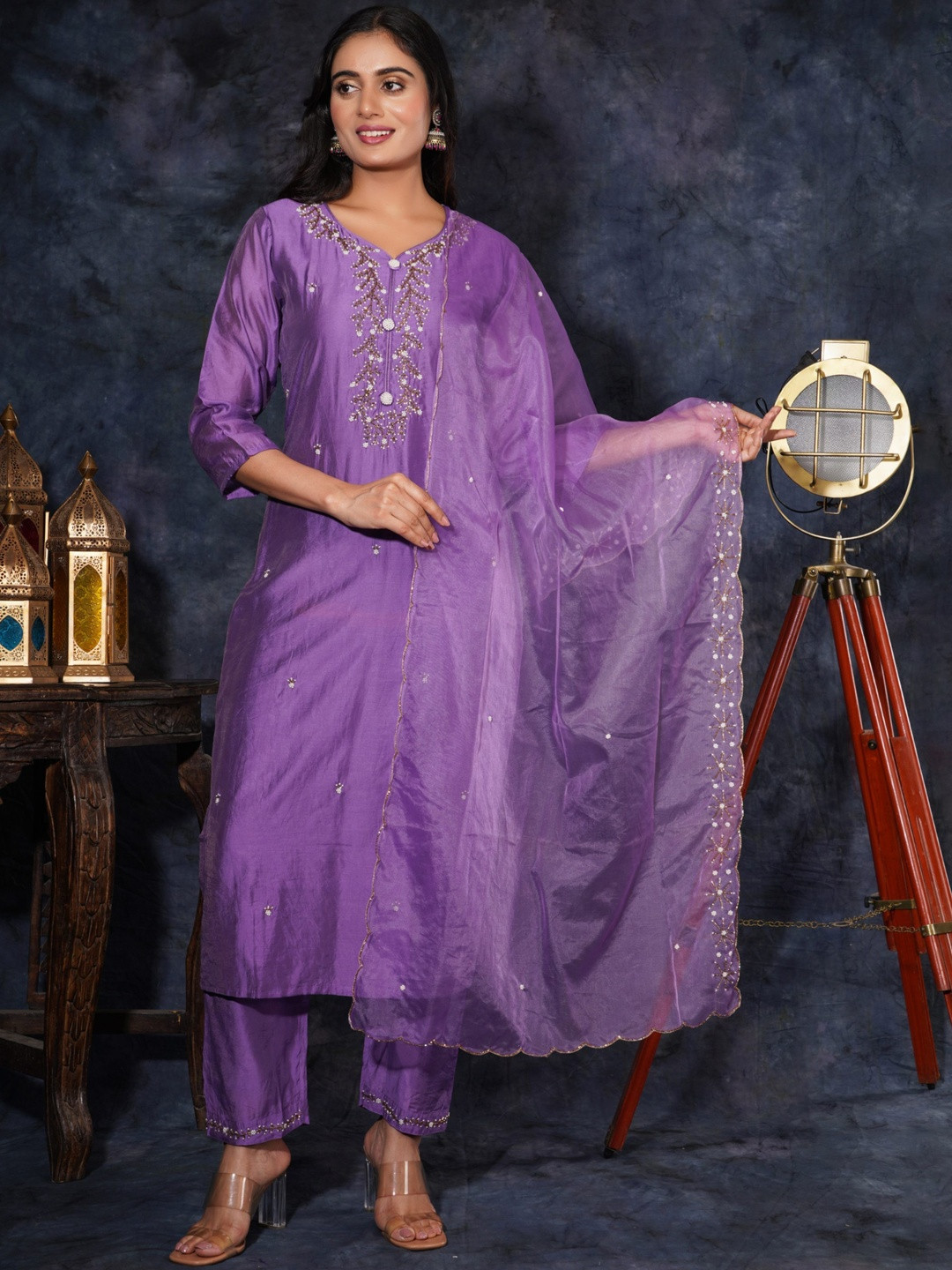 Prisachi Women Ethnic Motifs Embroidered Kurta with Trousers & Dupatta