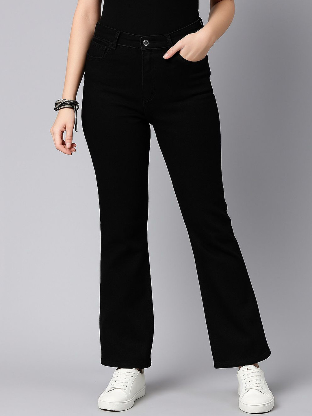 KASHIAN Women Bootilicious Bootcut High-Rise Light Fade Stretchable Jeans