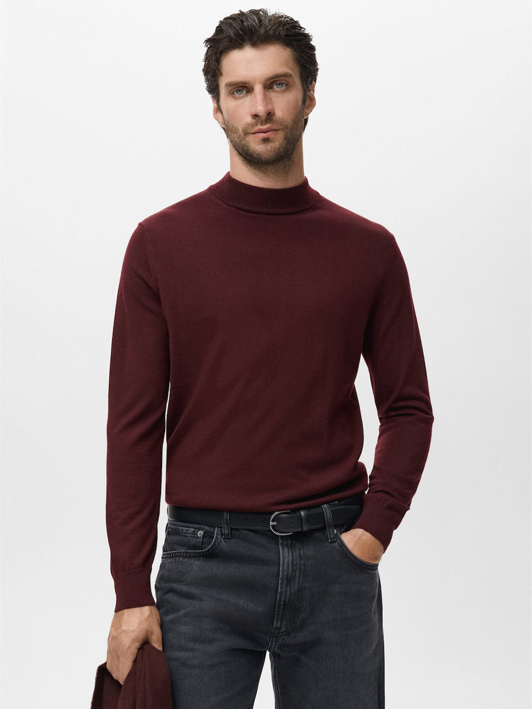 MANGO MAN High Neck Pure Wool Pullover