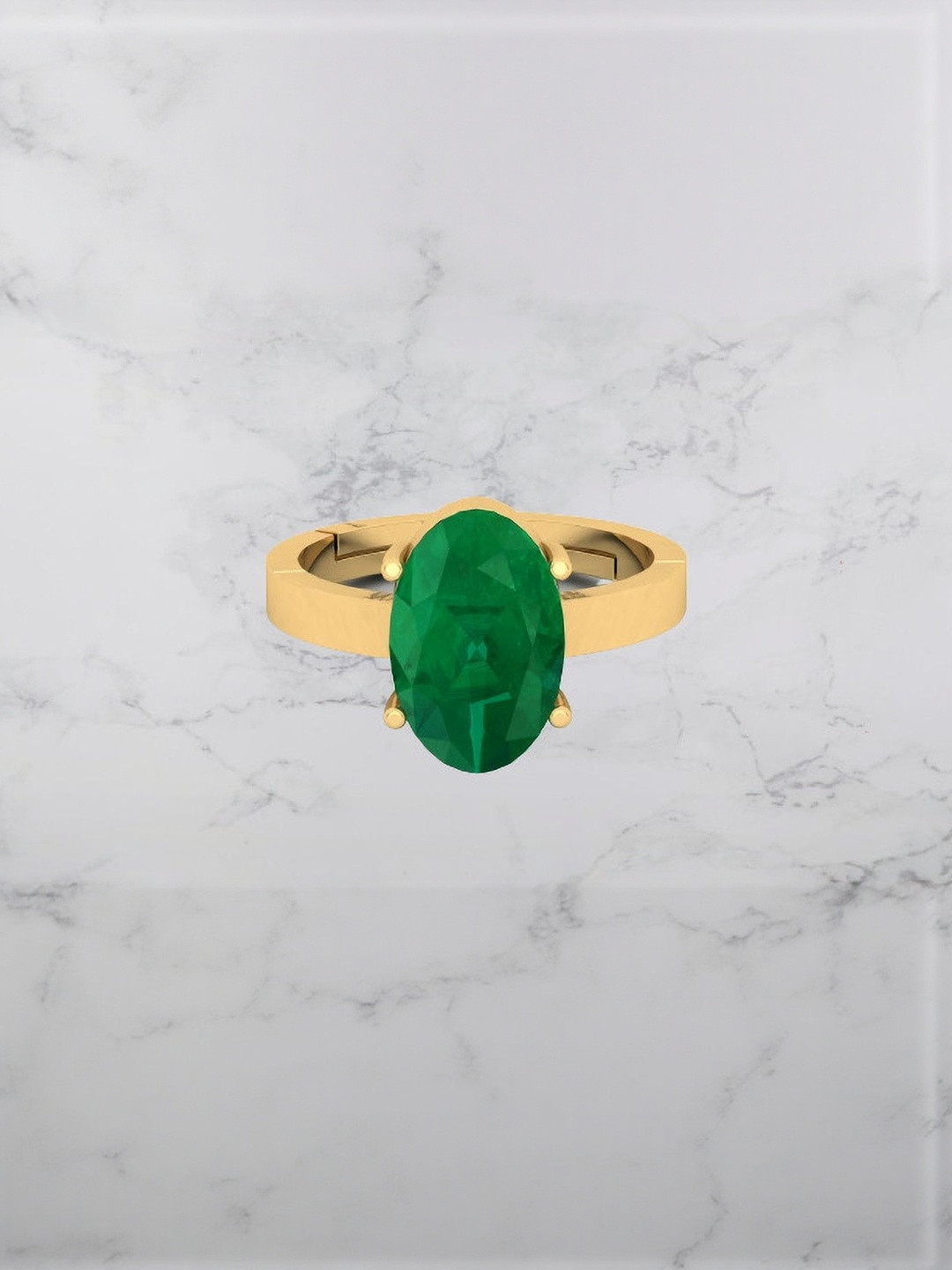 VISHVMA Onyx & Gemstone-Studded 9.25 Ratti Finger Ring
