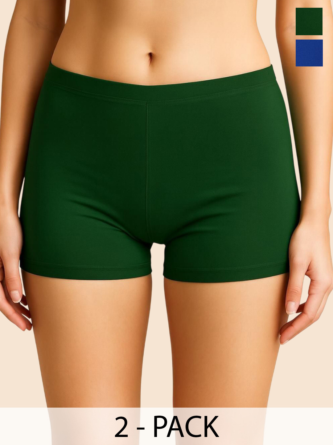 DRAXSTAR Pack Of 2 Combed Cotton Mid-Rise Boy Shorts Briefs DRX SBT-33 Olive,R Blue XS-2