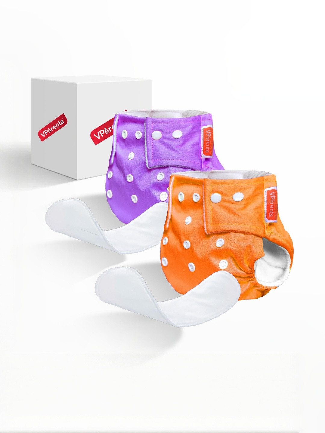 VParents Solid Washable Baby Cloth Diapers (Pack of 2)