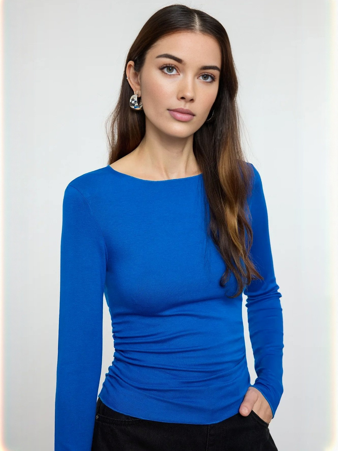 Trendyol Saks Women Boat Neck Top