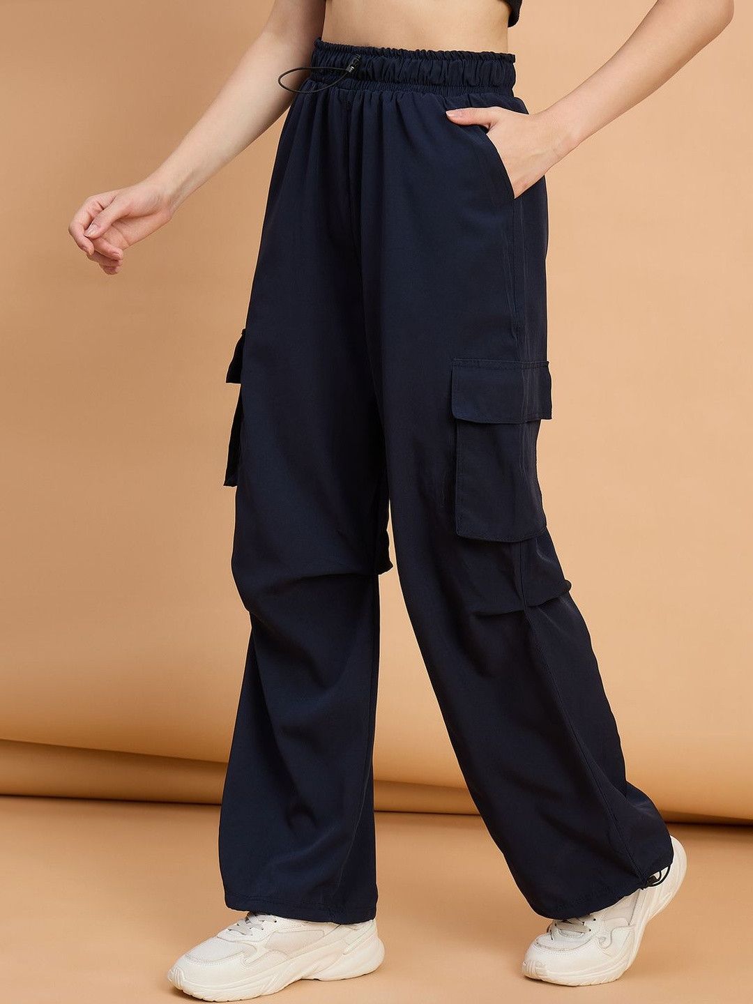 Roadster Women Navy Loose Fit Parachute Trousers