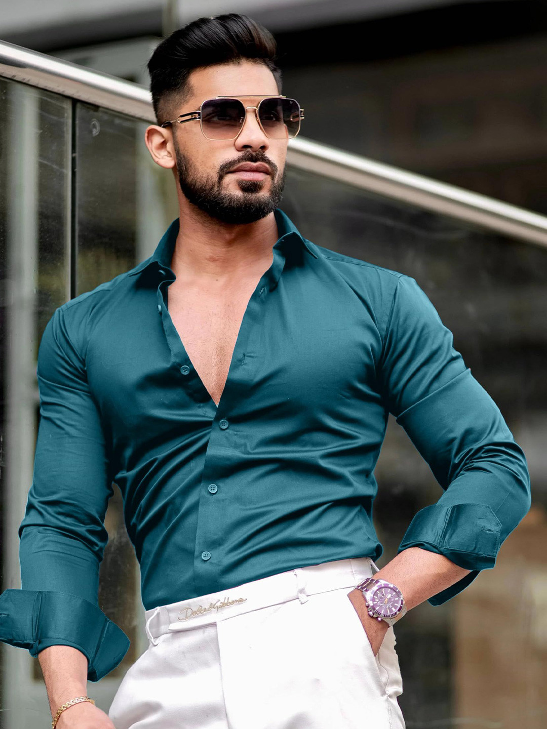 INDOPRIMO Spread Collar Long Sleeves Shirt