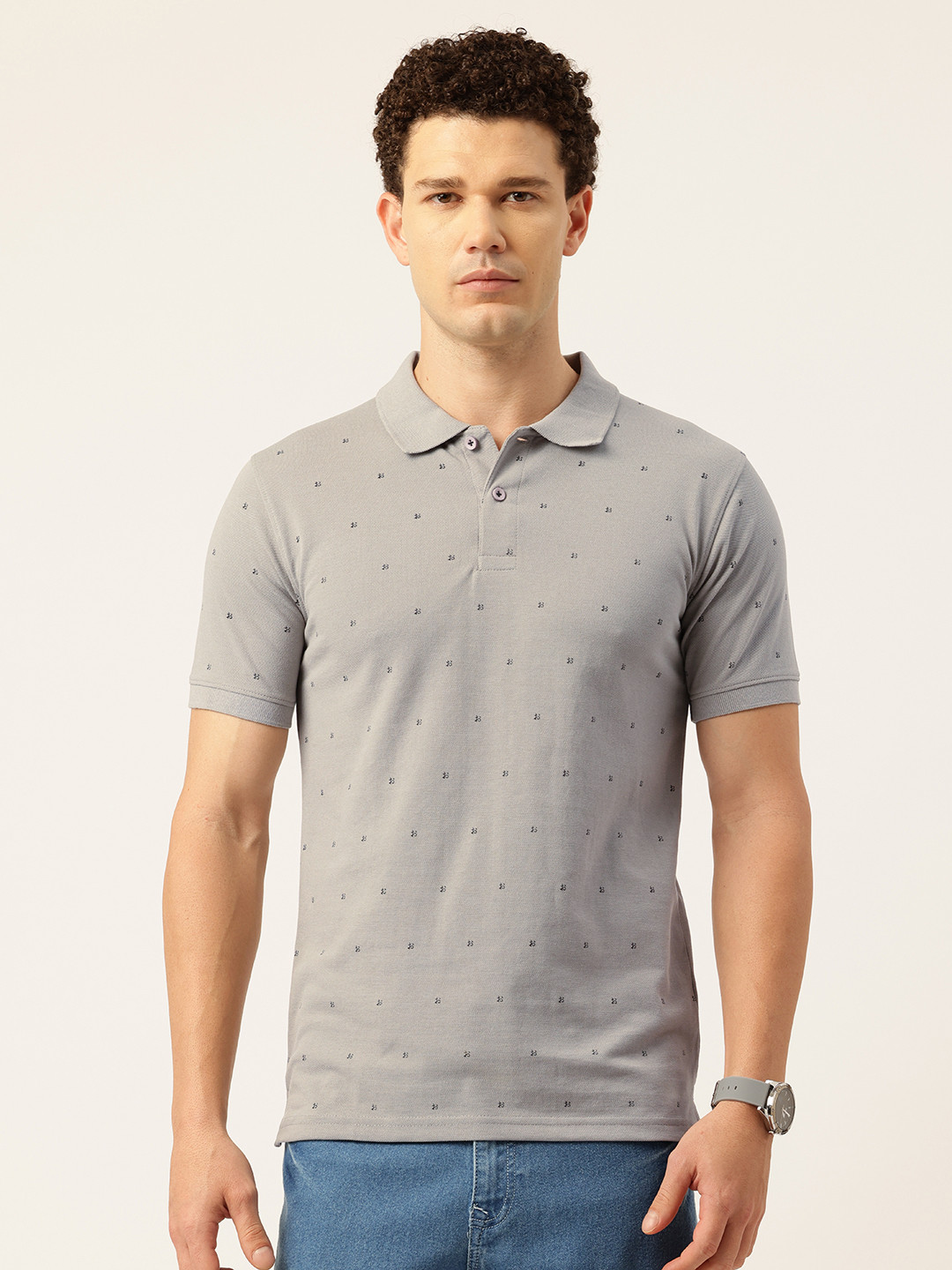 Okane Brand Logo Printed Polo Collar T-shirt