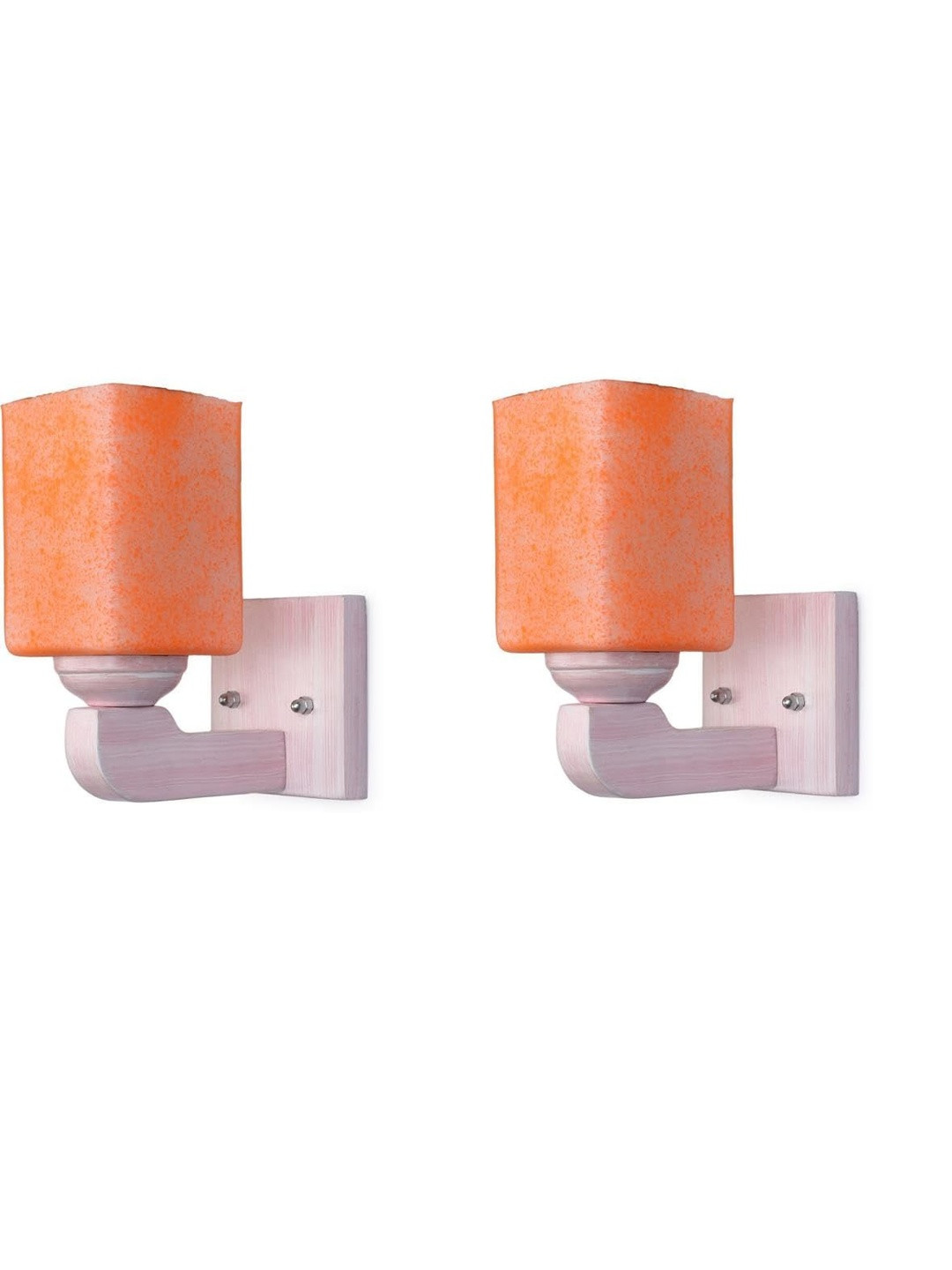 1ST TIME Set Of 2 Orange Glass Traditional Square Shaped Wall Lamp
