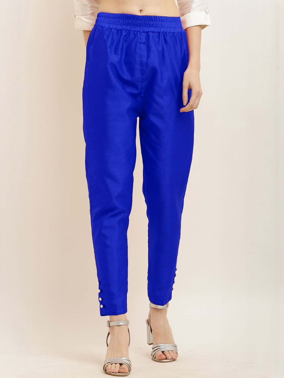 Moda Rapido Women Poly Silk Textured Trousers