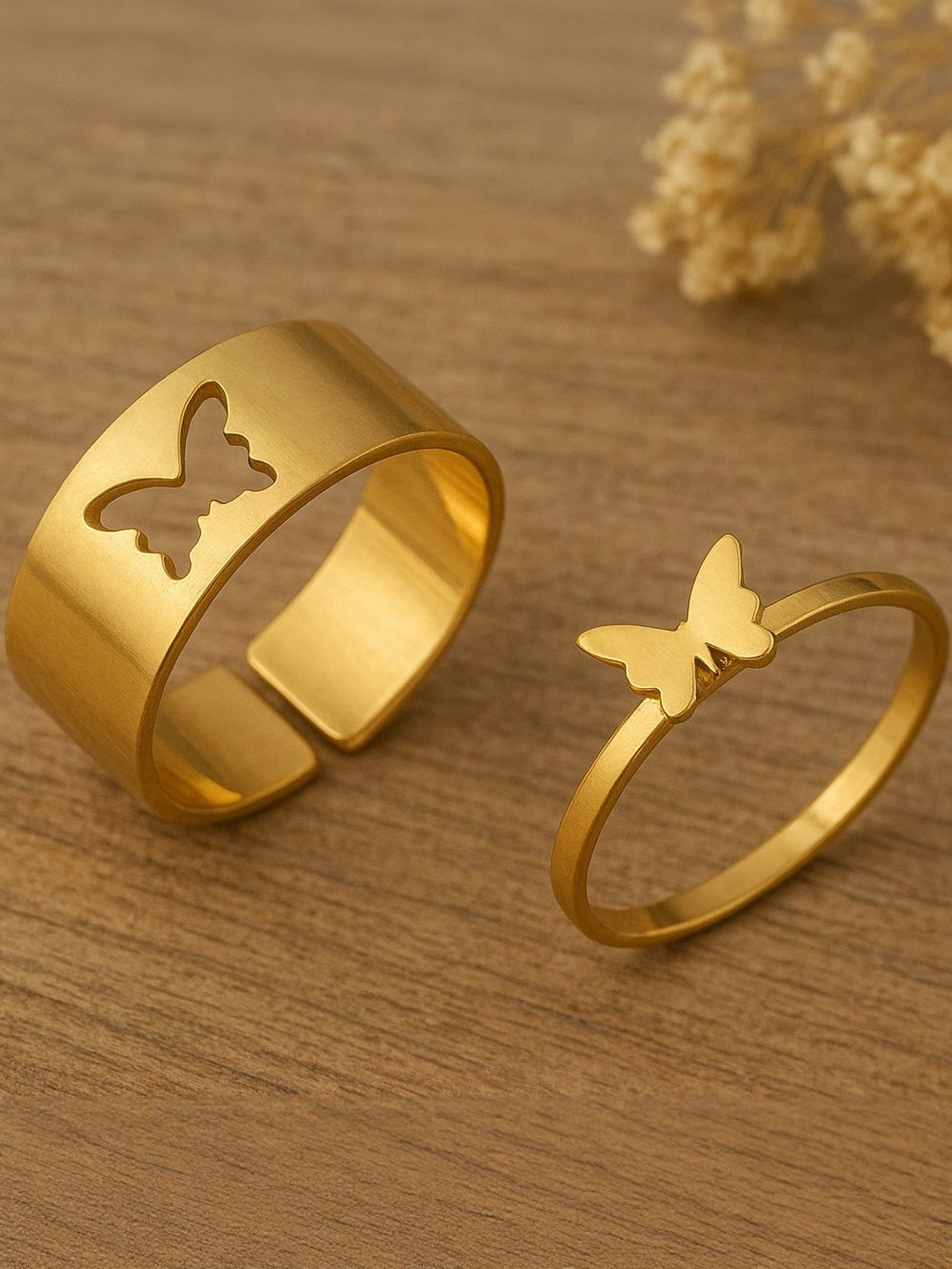 DressBerry Gold-toned Butterfly Matching Wrap Finger Ring