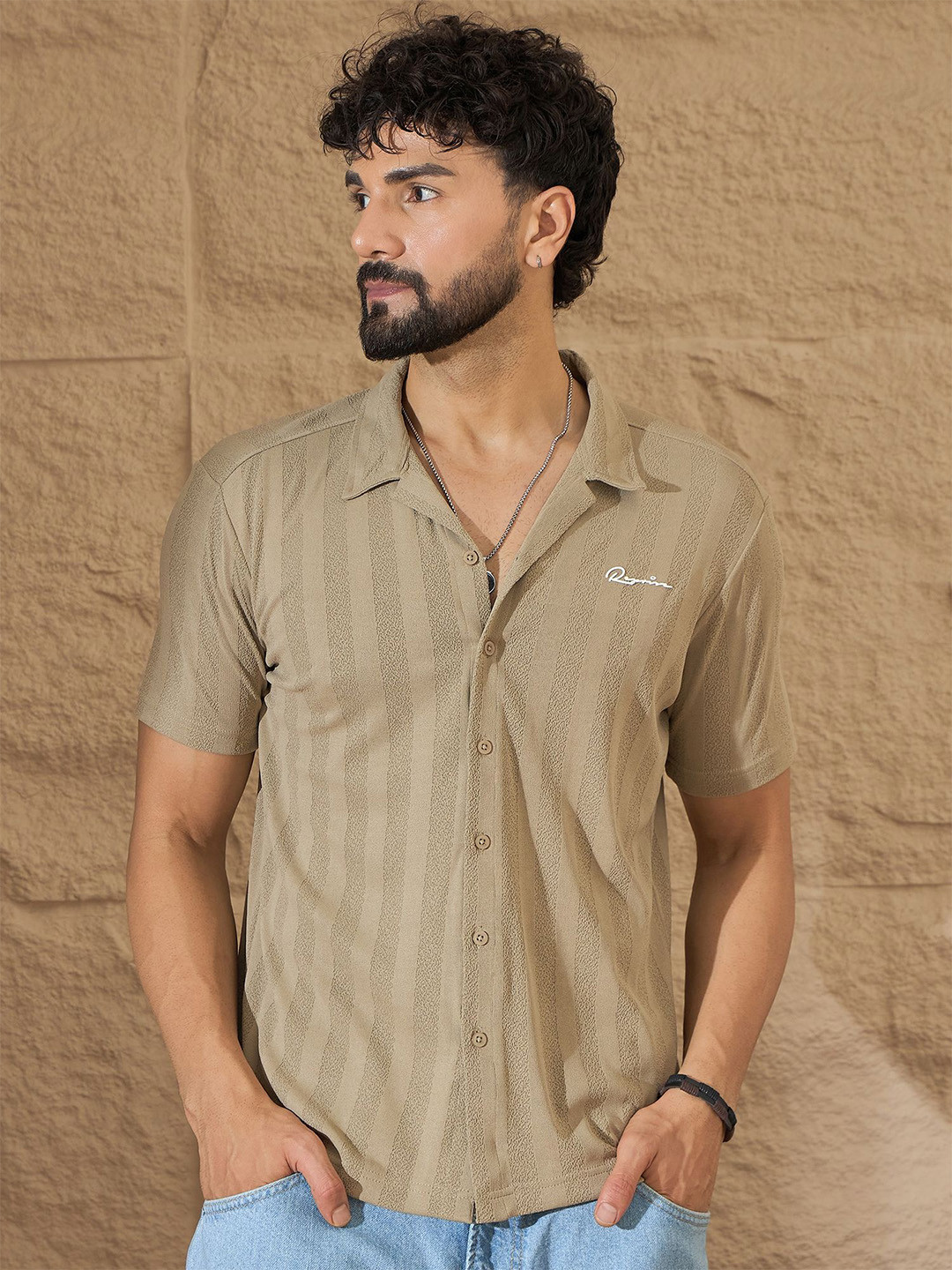 REPRISE Textured Smart Casual Regular Fit Shirt