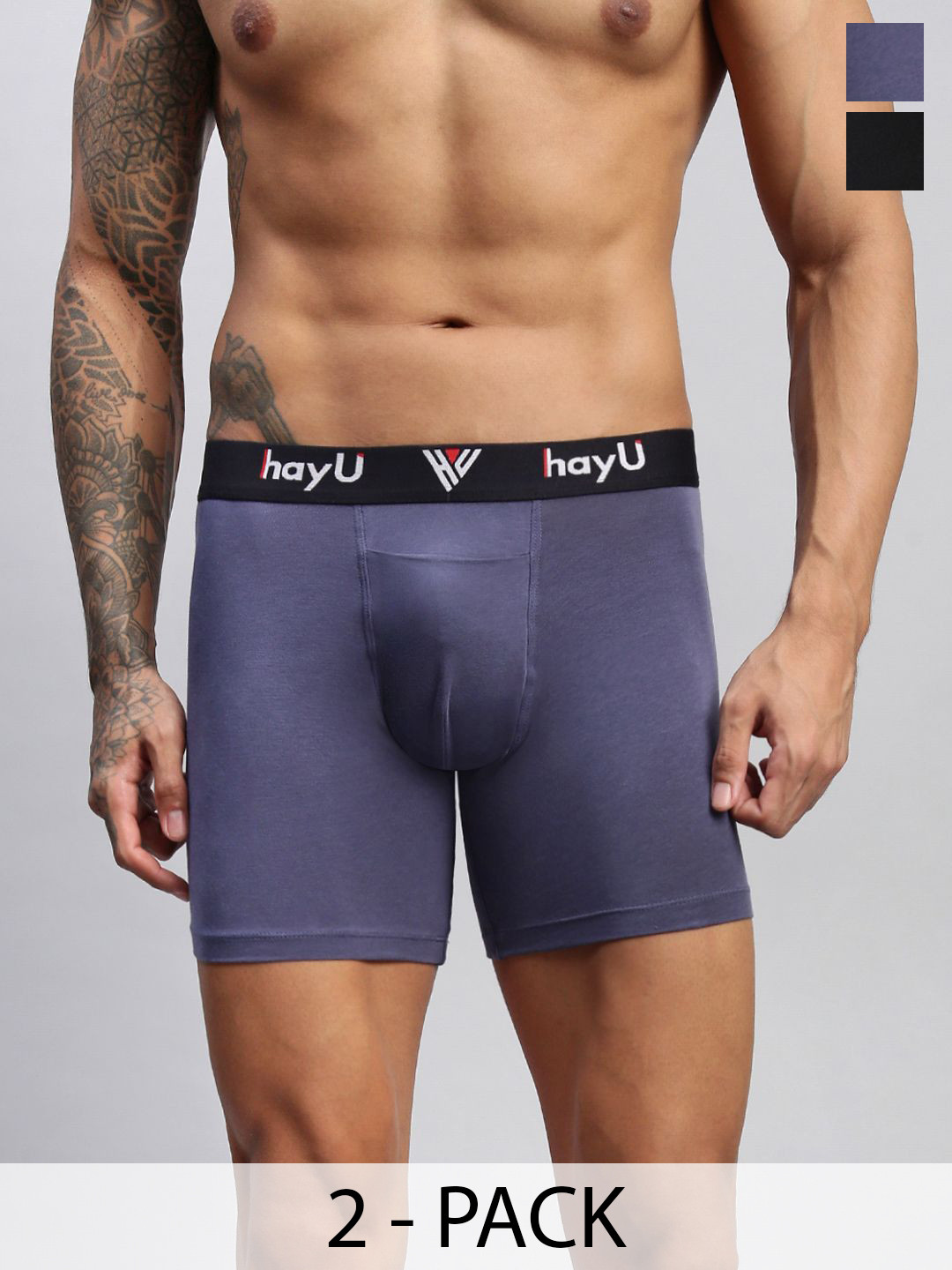 HAYU Pack Of 2 Mid Rise Long Trunks  HUBB_009_BUIBL_S_2PC