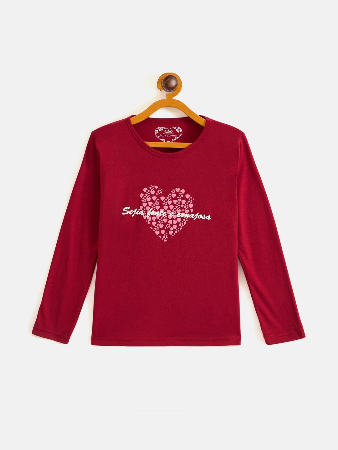 Fort Divine Girls Heart Printed T-shirt