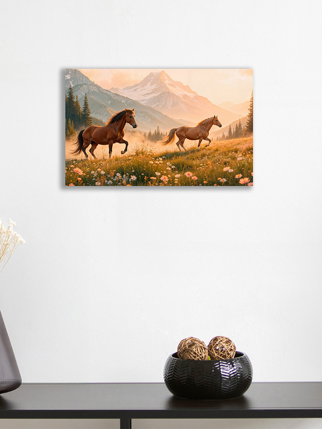 nestroots Brown And Green Beneath the Amber Sky Canvas Wall Art