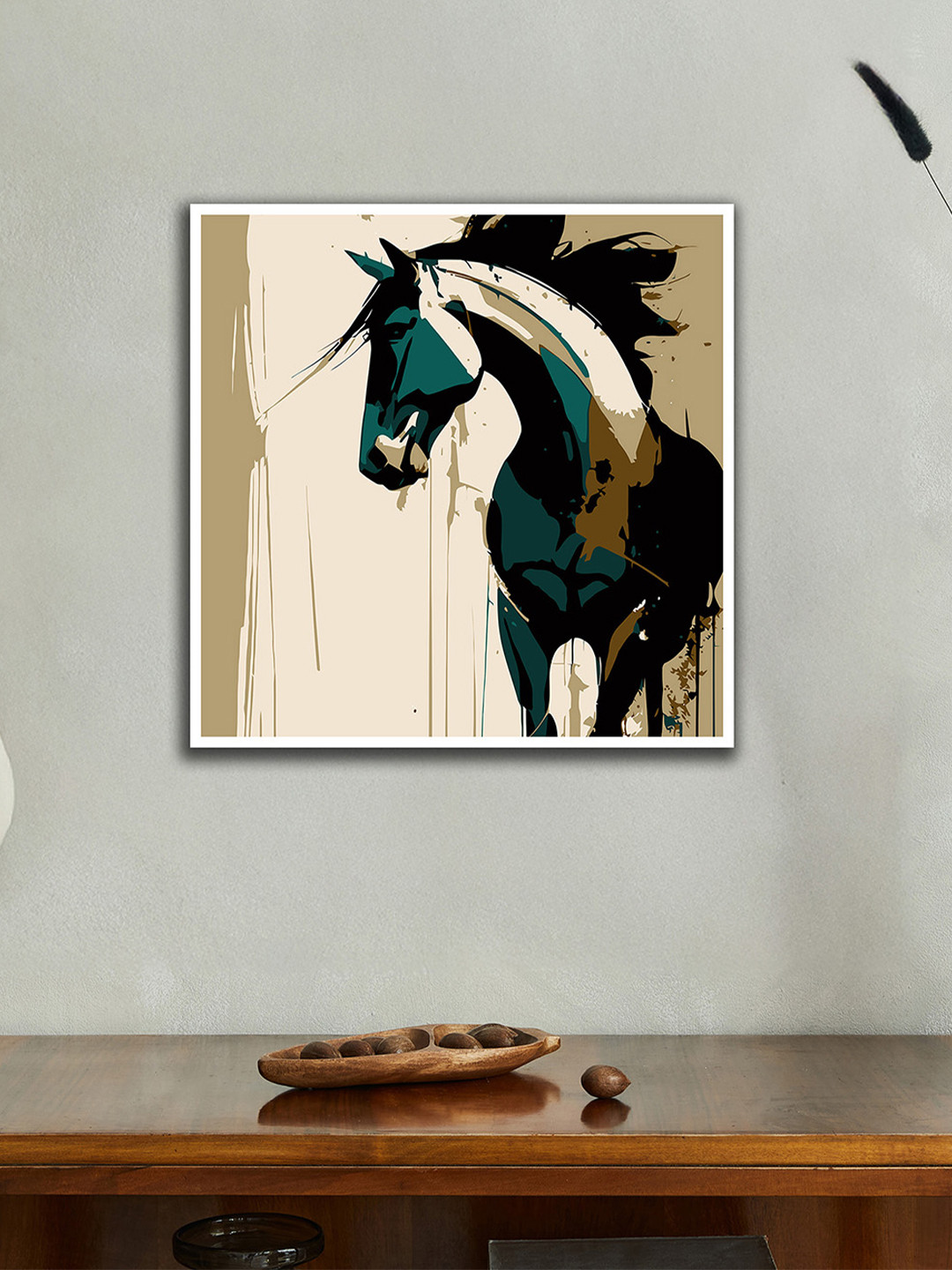 nestroots White & Black Abstract Horse Printed Canvas Wall Art