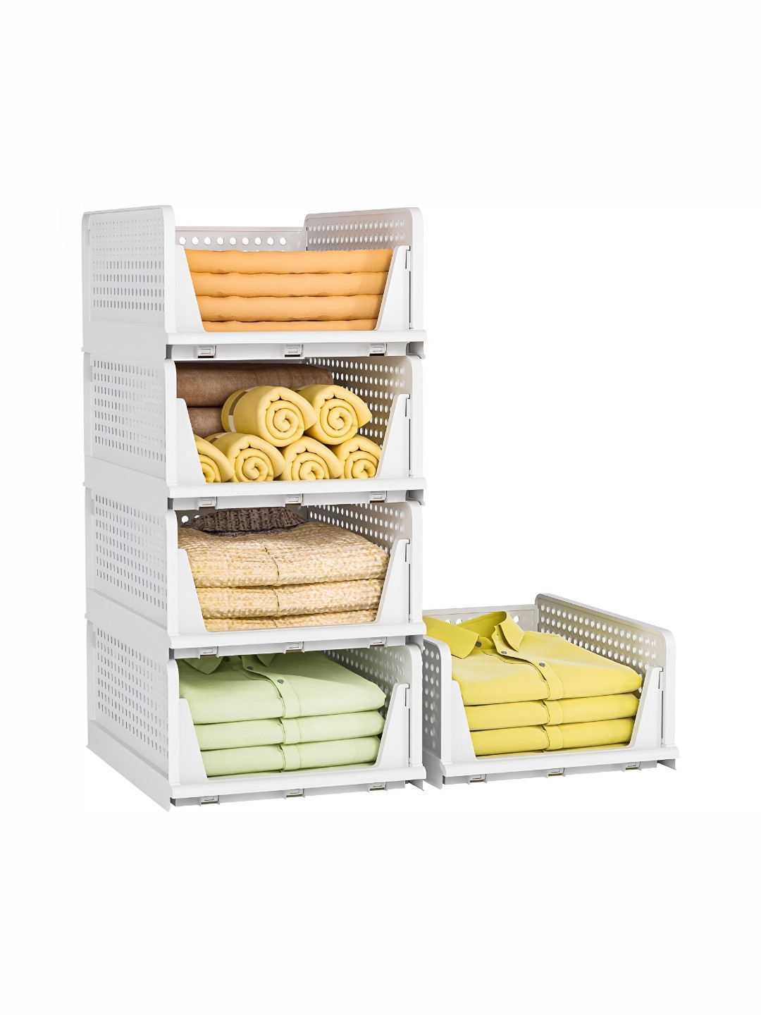 JD FRESH White 5-Tier Stackable Cupboards Organisers