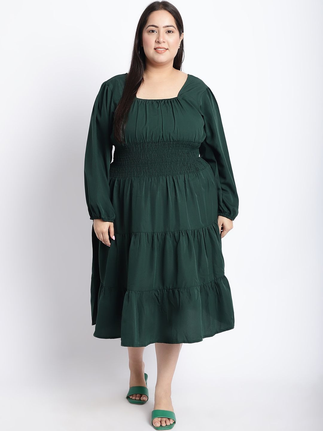 GOMES Crepe Fit & Flare Midi Dress