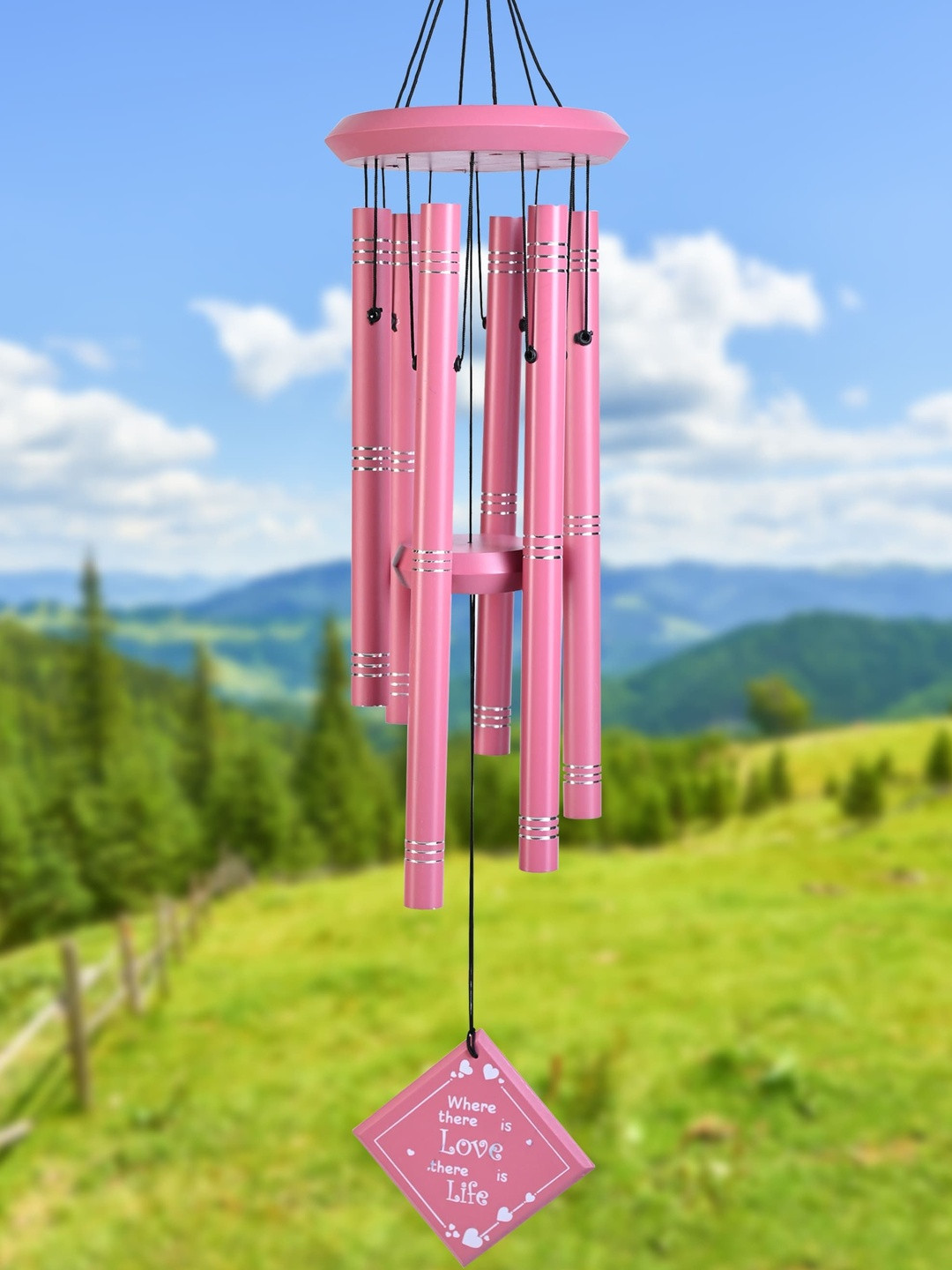 HINDCRAFT Pink Metal Hanging Wind Chimes
