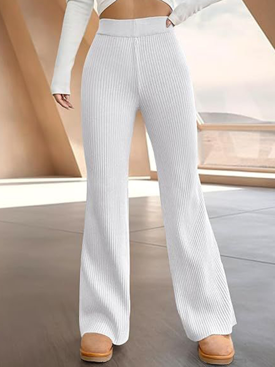 DIGITAL SHOPEE Women Relaxed Fit High-Rise Parallel Trousers