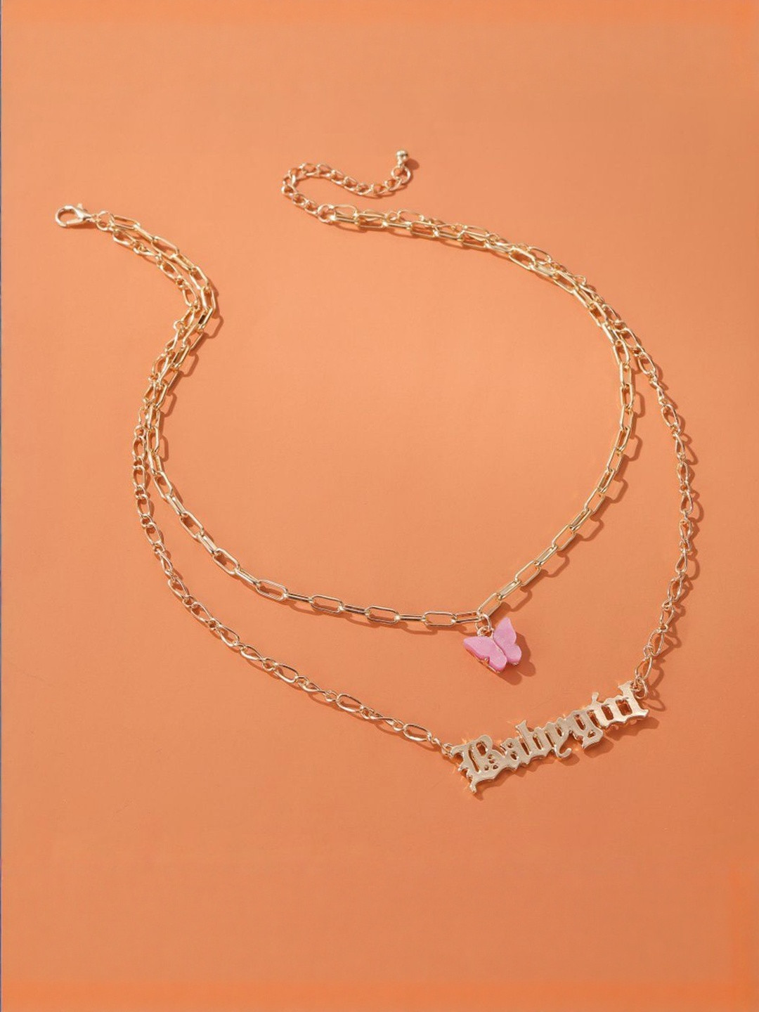 TheVineGirl Women Gold Plated Butterfly Babygirl Multi Strand Necklace