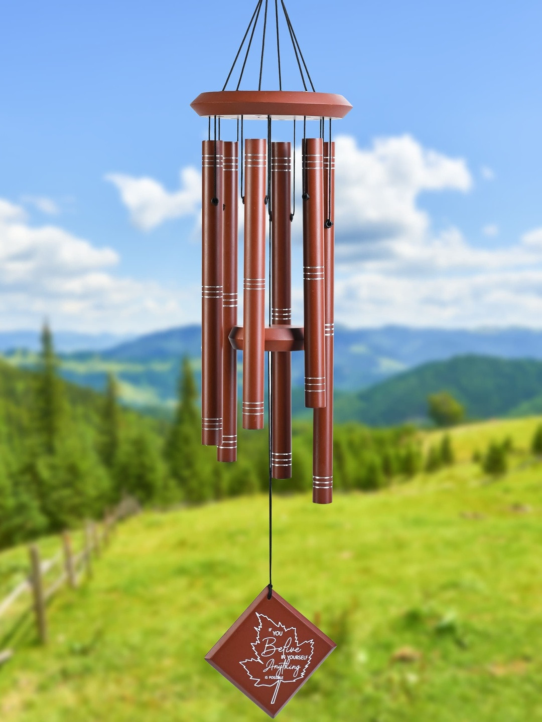 HINDCRAFT Brown 1 Piece Metal Wall Hanging Wind Chimes